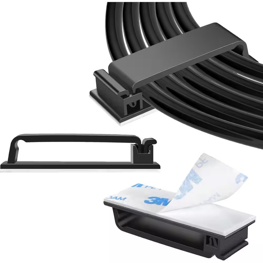Self Adhesive Cable Clips Black 50 PCS Wire Clips Cable Management Cord Holder f