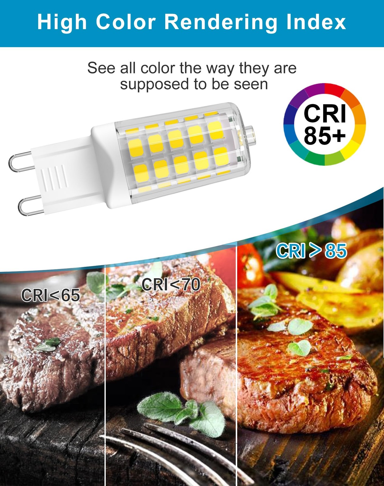 10 Pack G9 Bulbs Dimmable 5000K Daylight White, 4W 40W Equivalent T4 Chandeli...