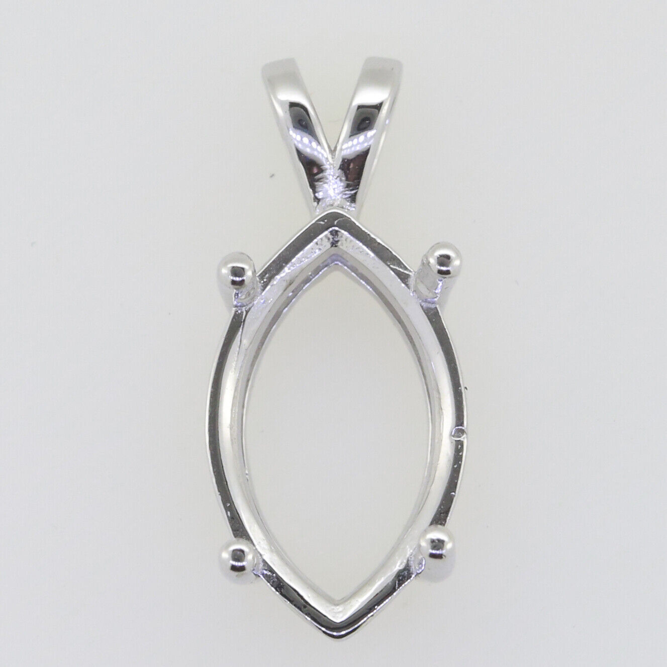Sterling Silver Semi Mount Pendant Setting Marquise MQ 16x10mm