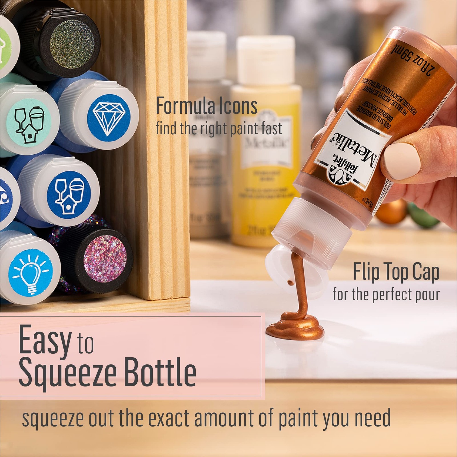Metallic Acrylic Paint Assorted Colors 2 Ounce 663 Solid Bronze Single