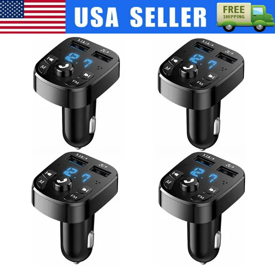 Bluetooth 5.0 Car Wireless FM Transmitter Adapter 2USB PD Charger Hands-Free Lot