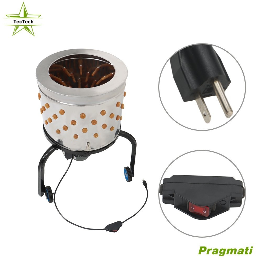 Feather Plucker Stainless Steel Drum Chicken Plucker Machine 280RPM Motor 120V
