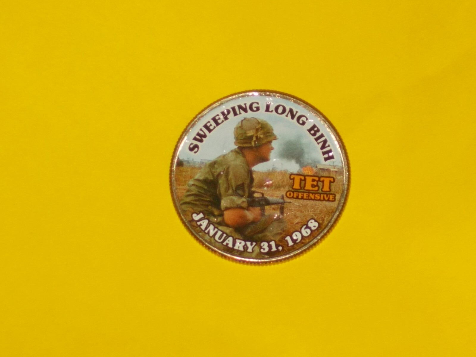 Colorized Kennedy Half Dollar - Tet Offensive - Sweeping Long Binh K585
