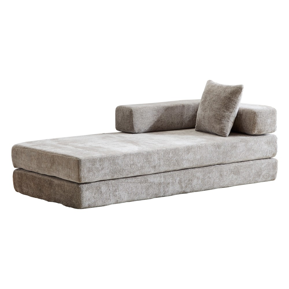 3 Seat Convertible Floor Sofa Bed with Memory Foam - Chenille Futon Couch