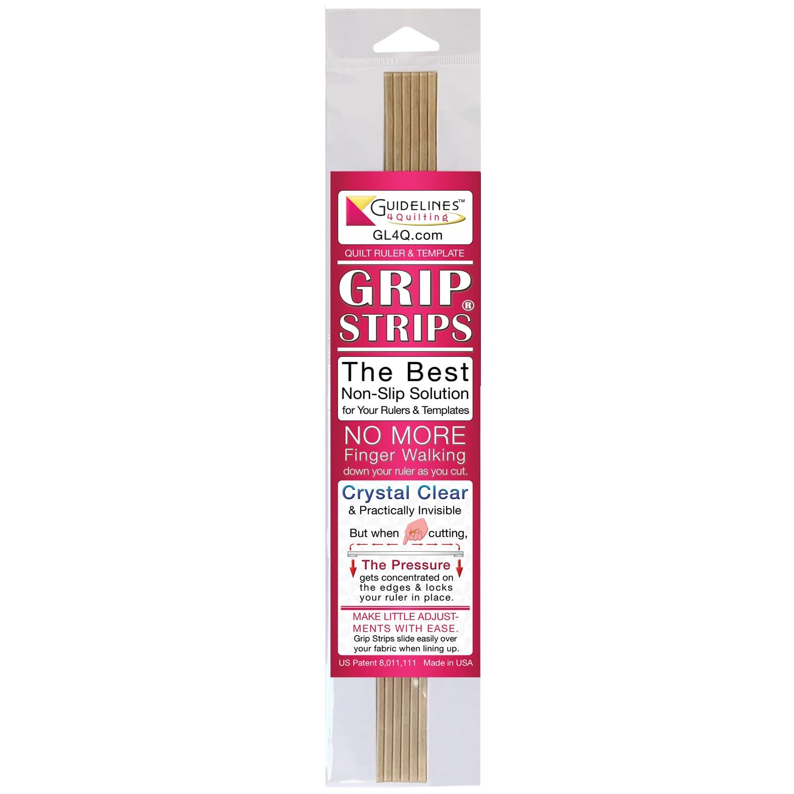 Guidelines4quilting Grip Strips - Non Slip Solution for 1-Pack, Translucent