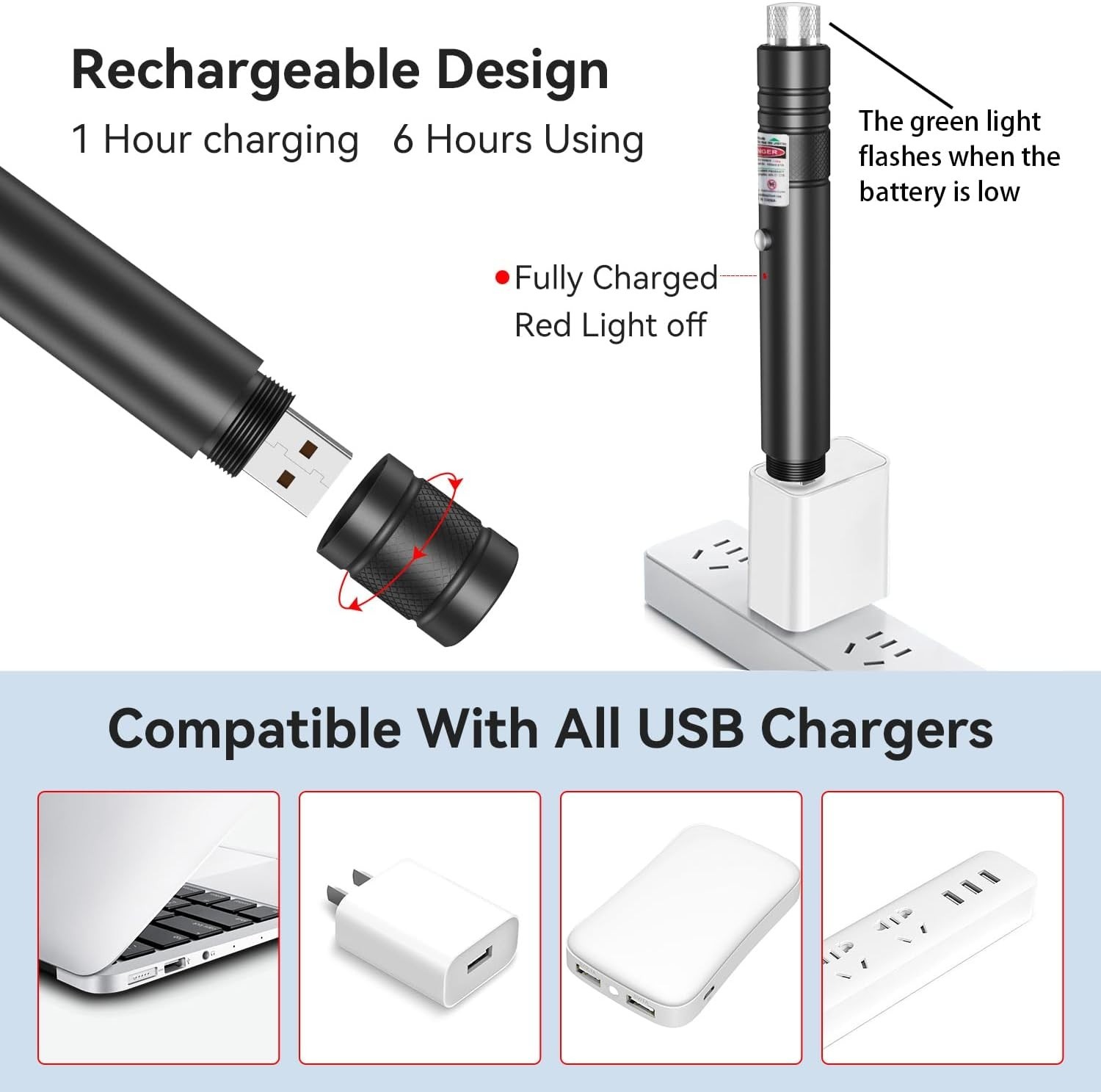 Professional Rechargeable Green Laser Pointer - Long-Distance Beam & Starlight