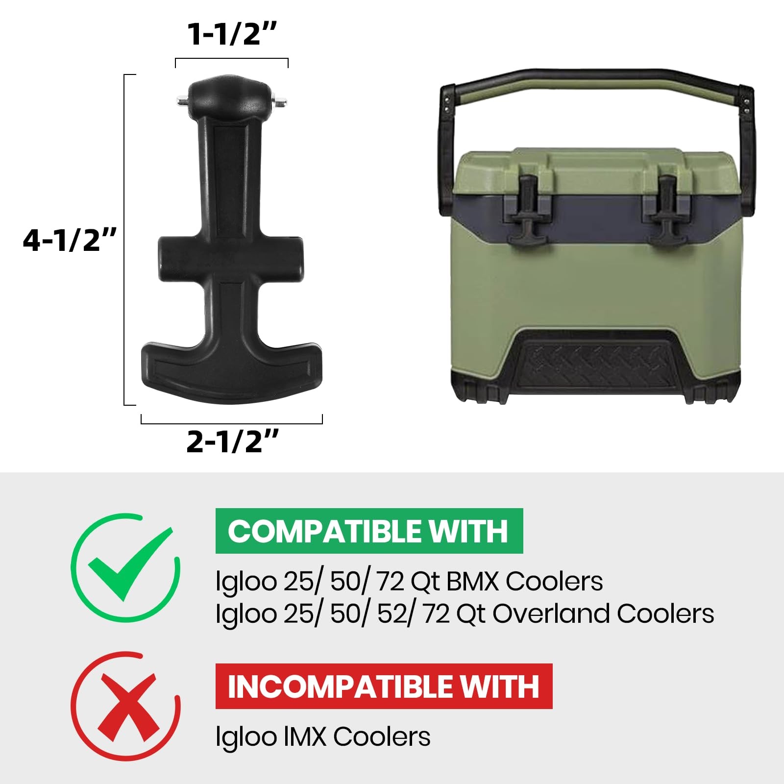 (2-Pack) T-Latch Handle Cooler, Durable Rubber & Easy Installation, Verify Mo...