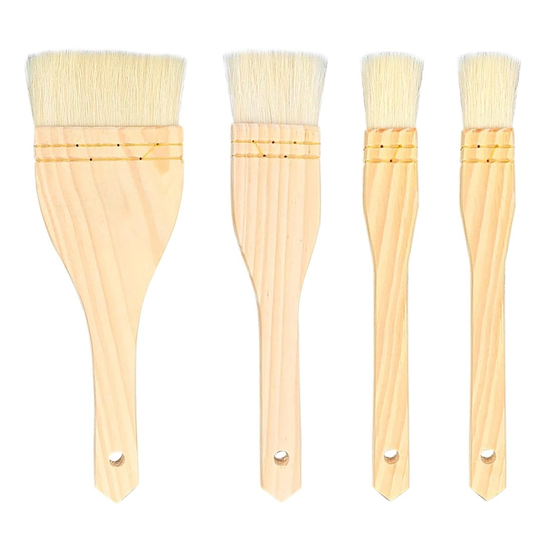 4 Pcs Flat Hake Brushes Hake Paint Brush Artist Painting Brushes Set Sheep Ha...