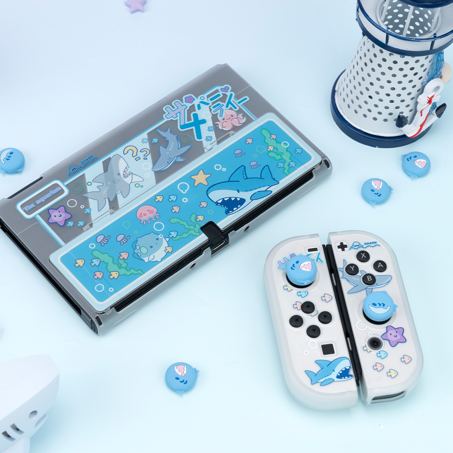 GeekShare Protective Case for Nintendo Switch OLED Hard Shell Clear Case Shark