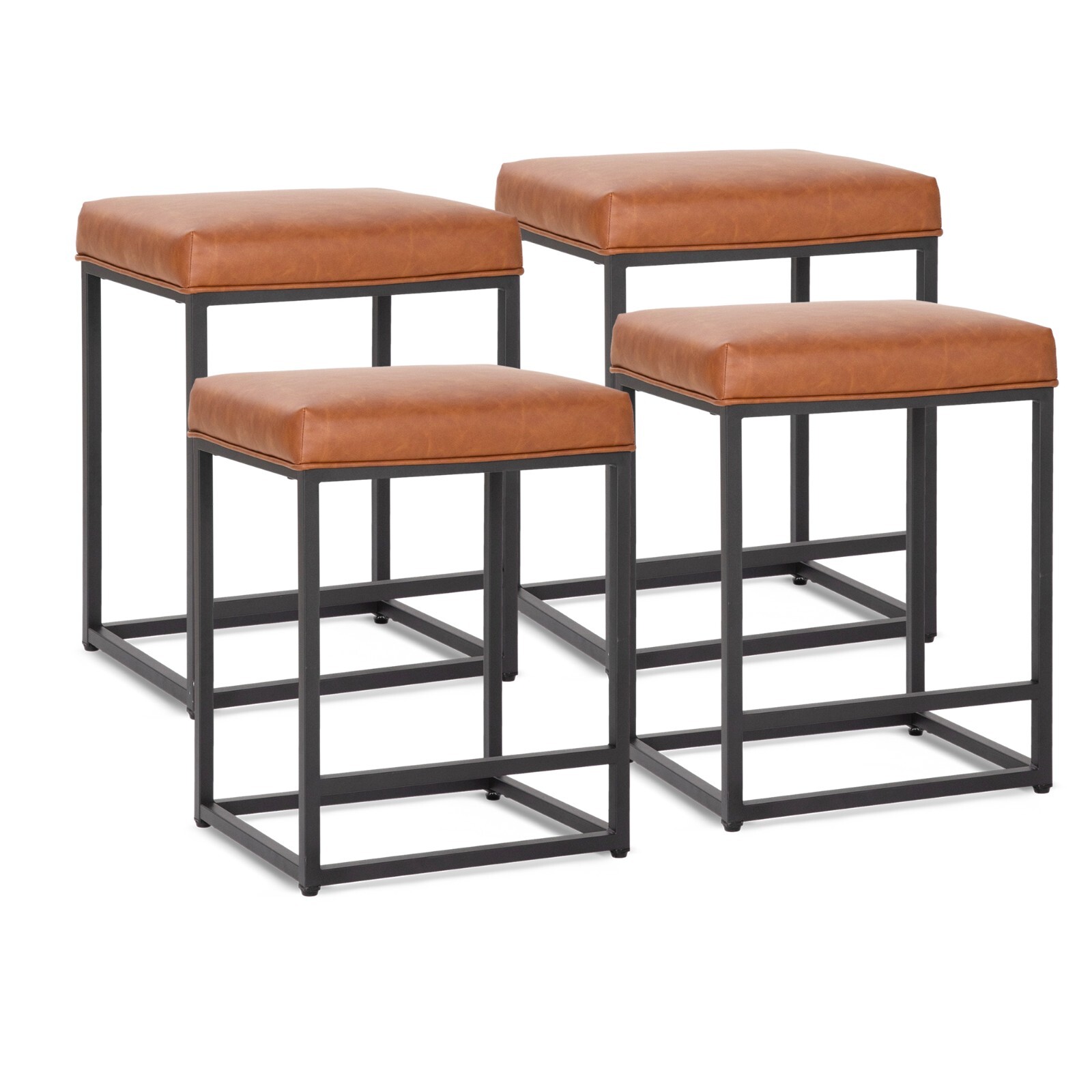 4Pcs Bar Stool Counter Height Bar Chair Upholatered Barstool for Kicthen Dining