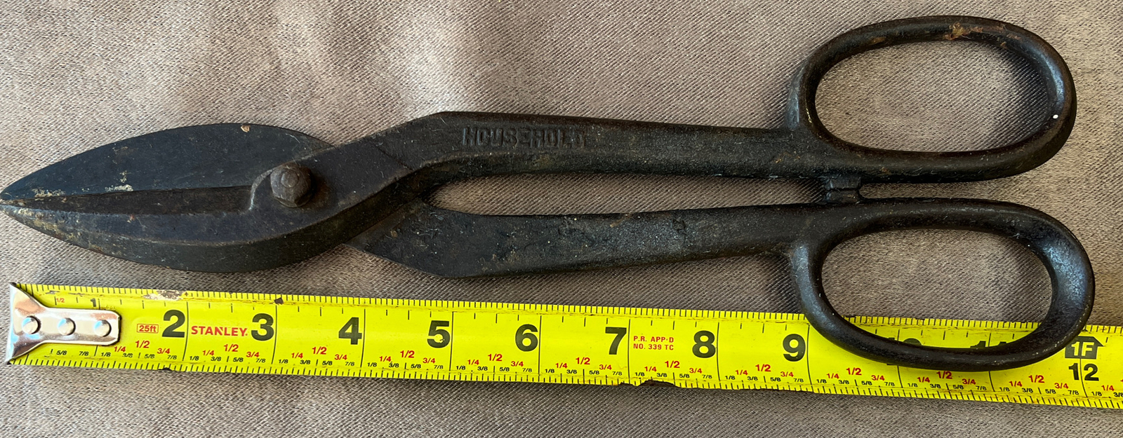 VINTAGE HOUSEHOLD 12”DROP FORGED SOLID STEEL TIN SNIPS