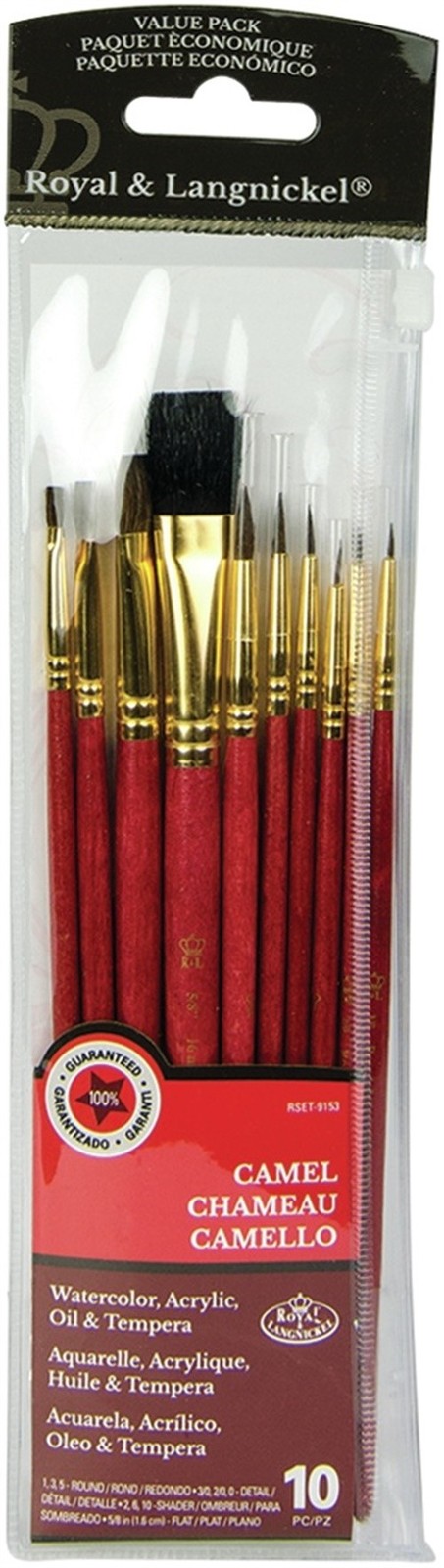 Royal Brush 9153 Sable/Camel Value Pack Brush Set-10/Pkg (3Pk)