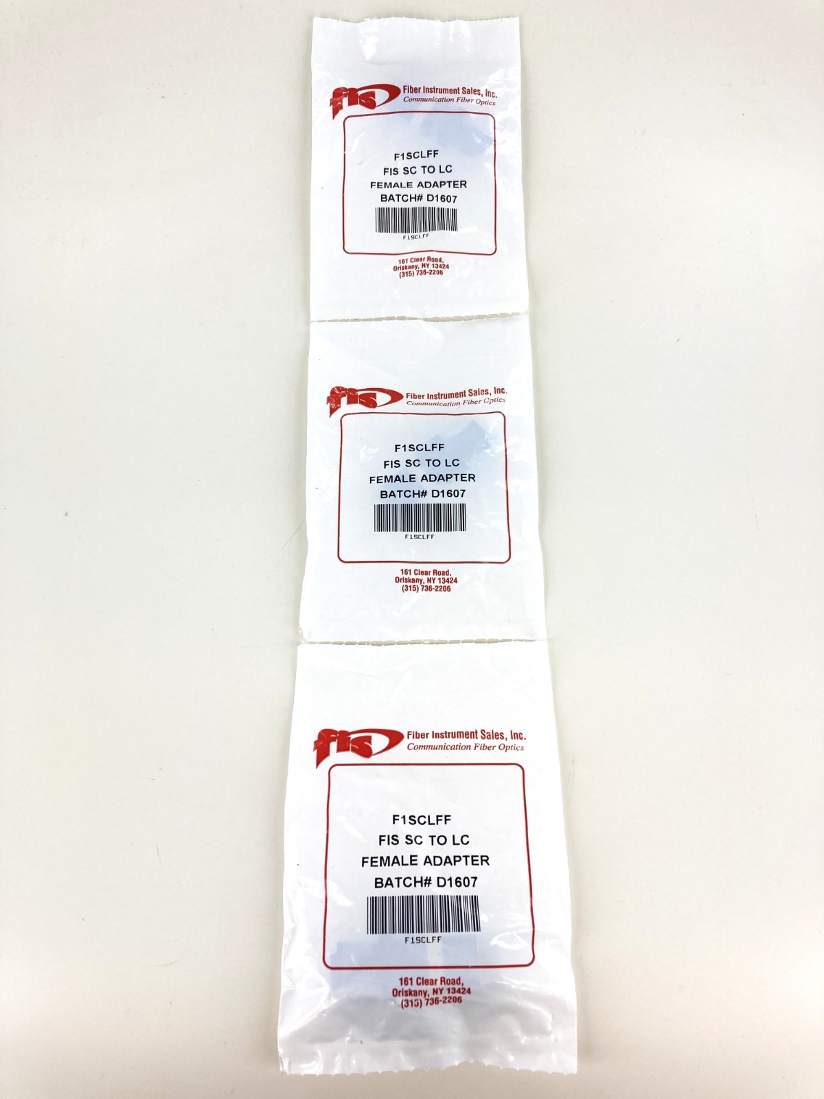 (LOT OF 3) Fiber Instrument Sales F1SCLFF FIS SC to LC Female Adapter, New!