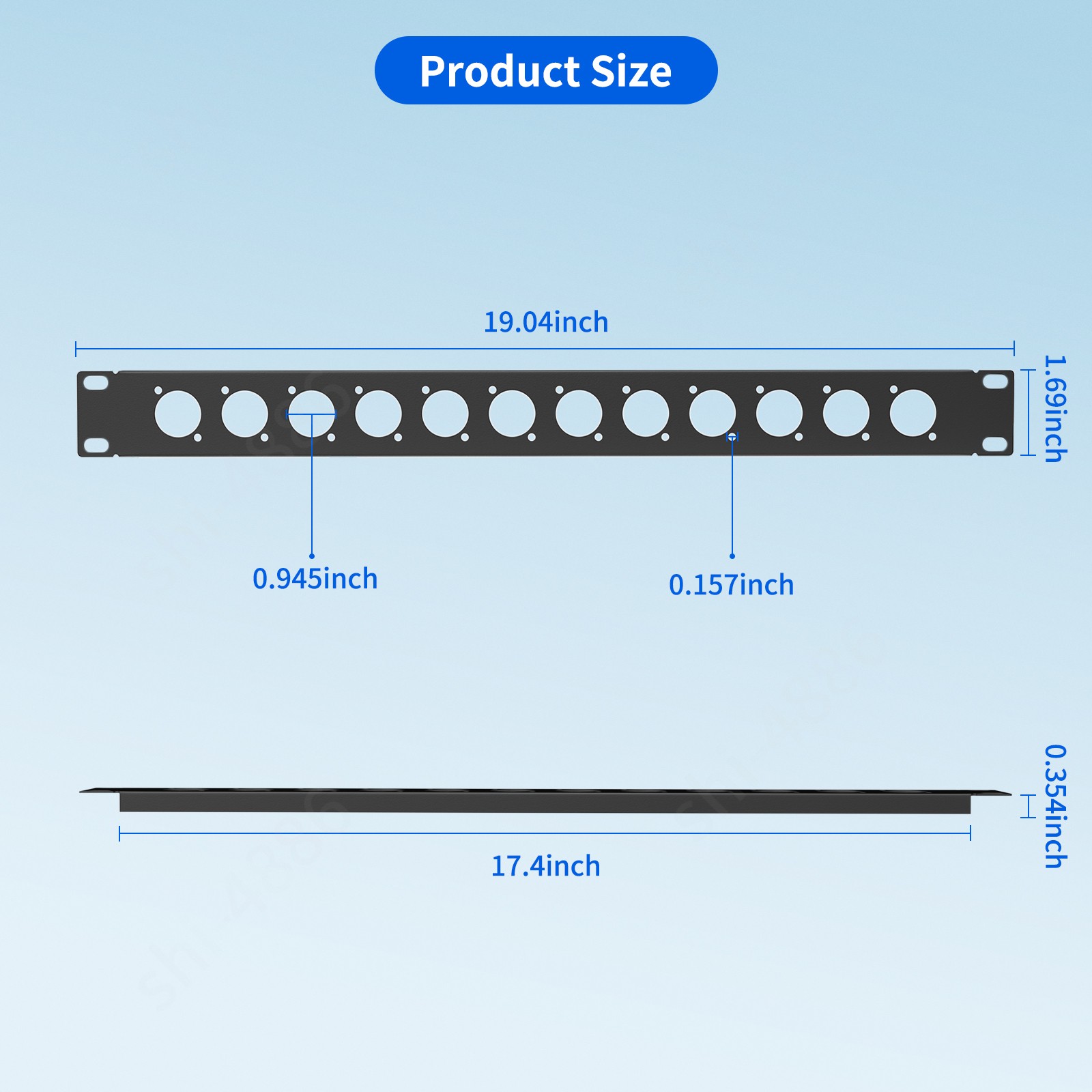 12 Port Hinged Patch Panel XLR Patchbay 1U 19" Rack Mount D-Type Audio Connector