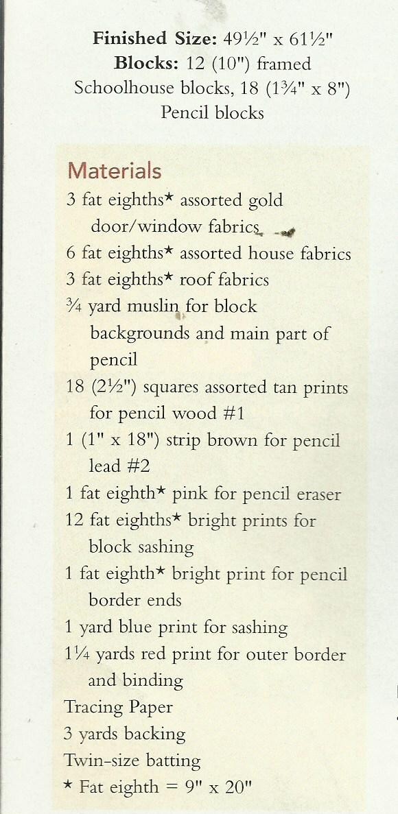 C0106 SCHOOL ROCK QUILT PATTERN/INSTRUCTIONS