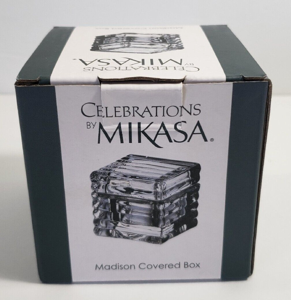 Celebrations by Mikasa Madison Glass Covered Box New 2” X 2" ring/trinket