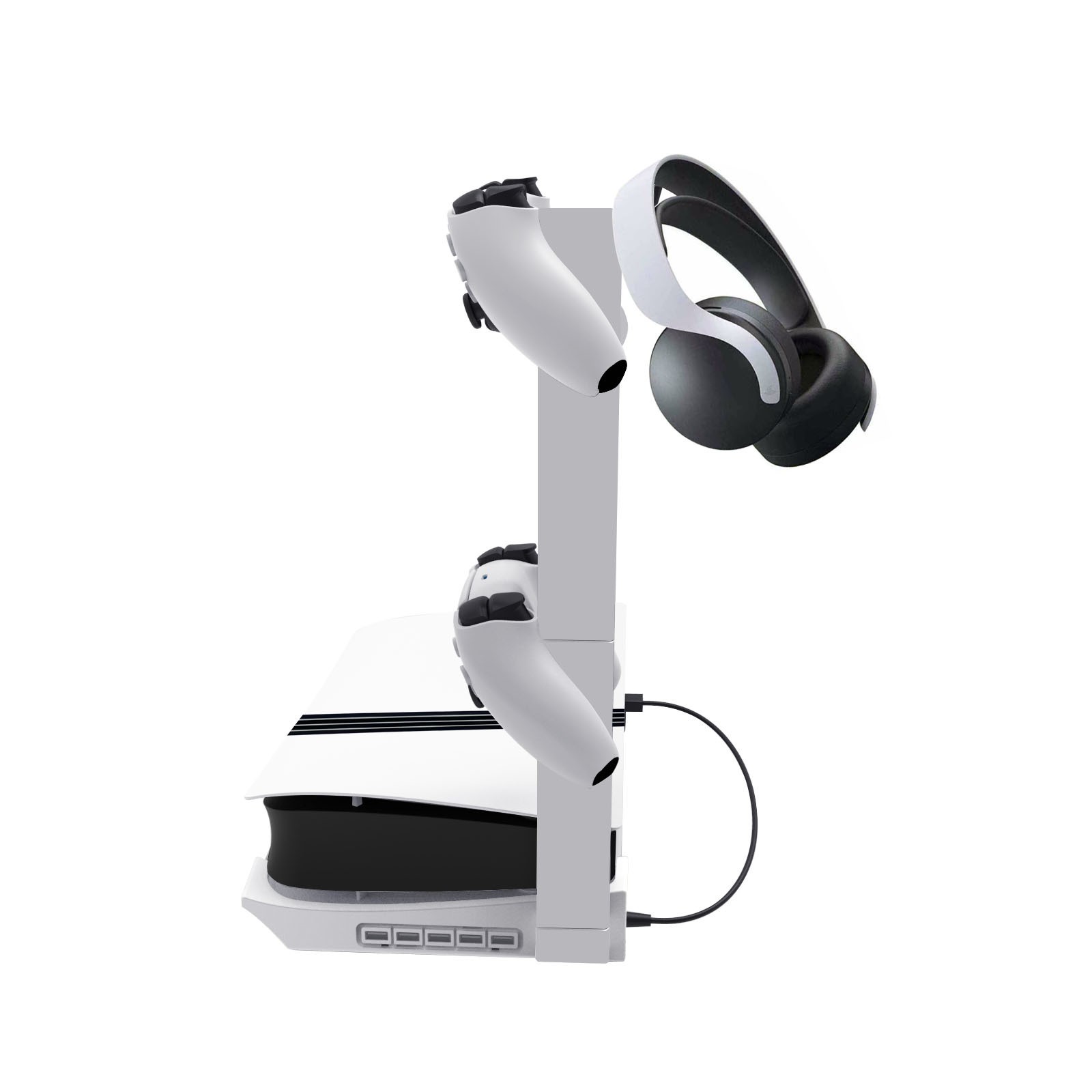 For PS5 pro/ slim Console Headset Cooling Stand Horizontal Mount w/ USB Charging