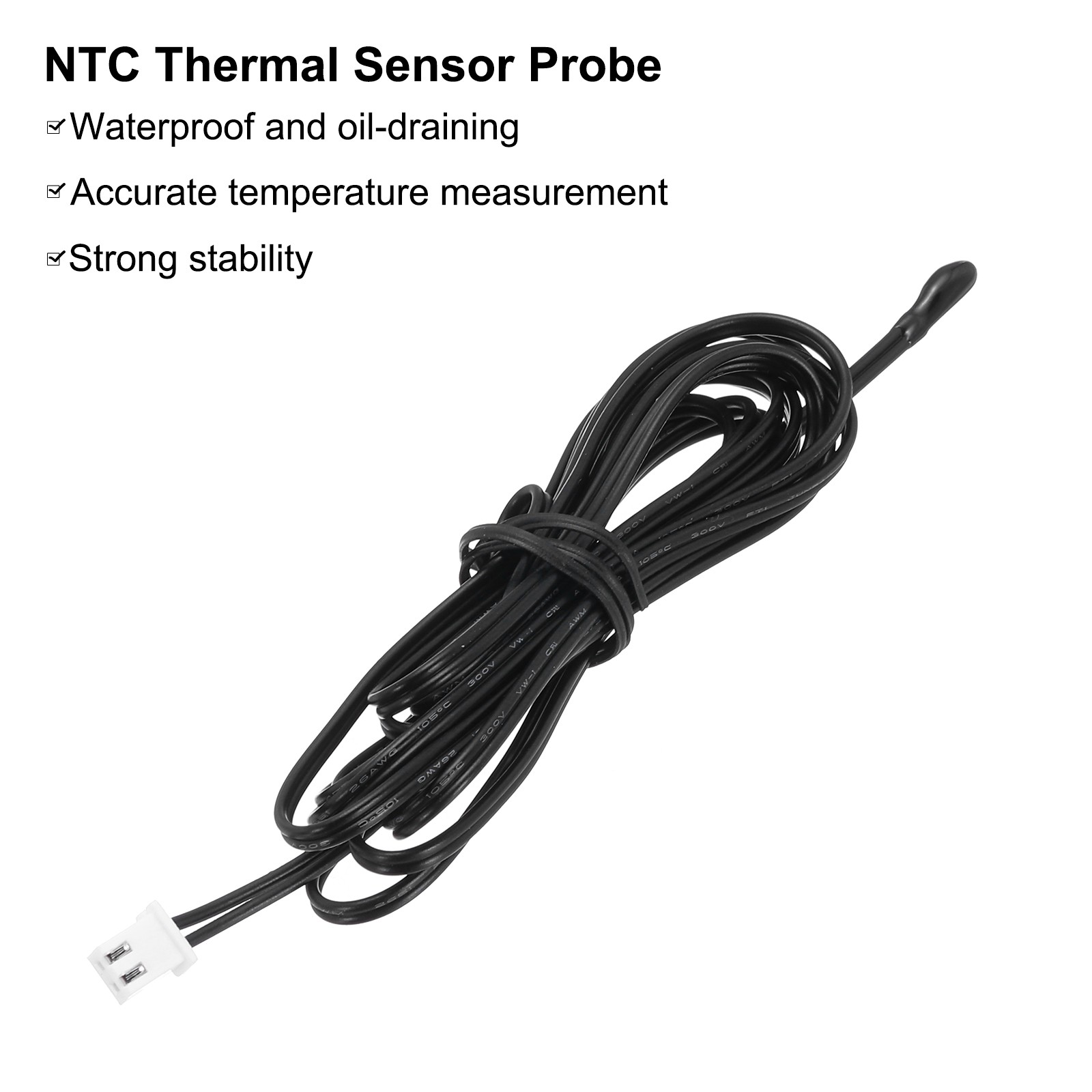 3 Pcs 10K NTC Thermal Sensor Probe,Epoxy Temp Sensor Probe 78.7 Inch