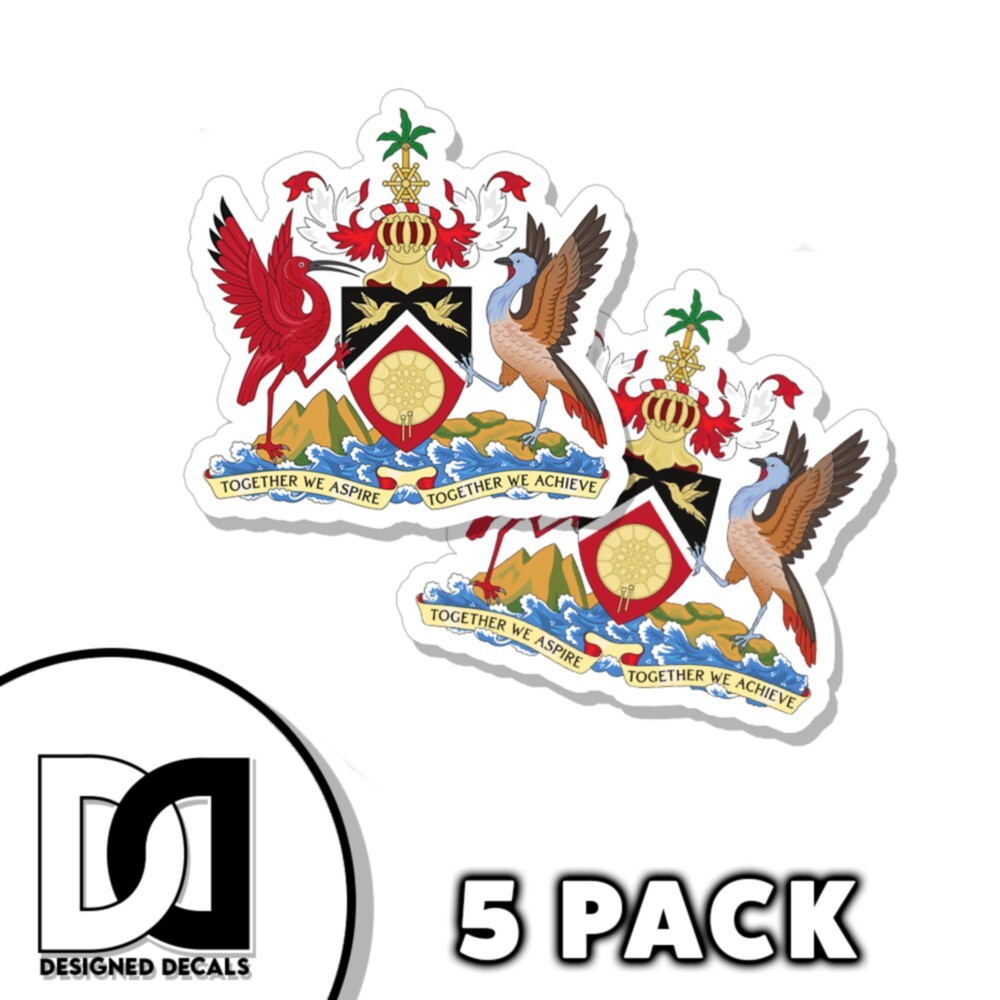 Trinidad and Tobago Coat of Arms Sticker Self Adhesive 3 inch flag Decals 5pk