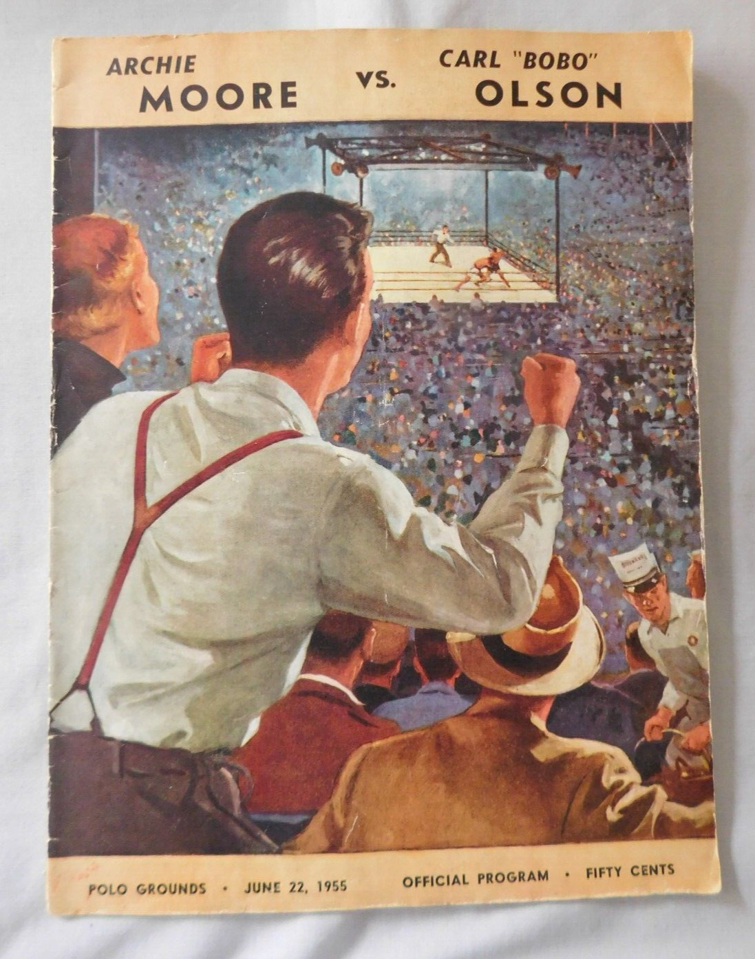 June 22 1955 Archie Moore Vs Carl 'Bobo' Olson on-site Program - VG