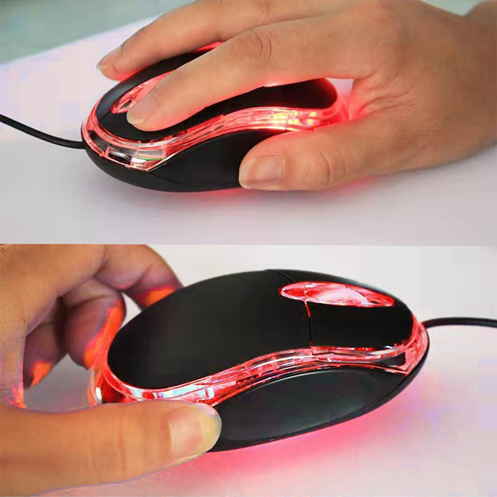2 Pack Wired Mini Optical Mouse Computer Ergonomic 2 pack black