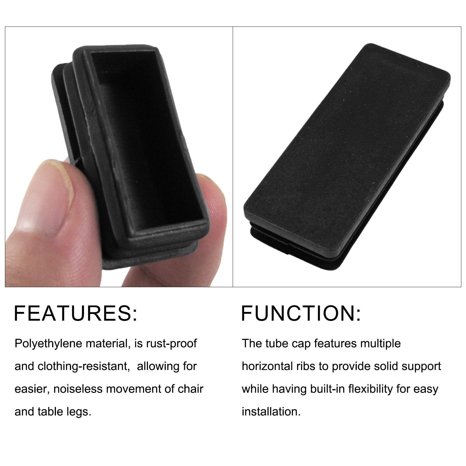 Rectangle End Caps (100 x 40mm) 2Pcs, Plastic End Blanking Caps Protector
