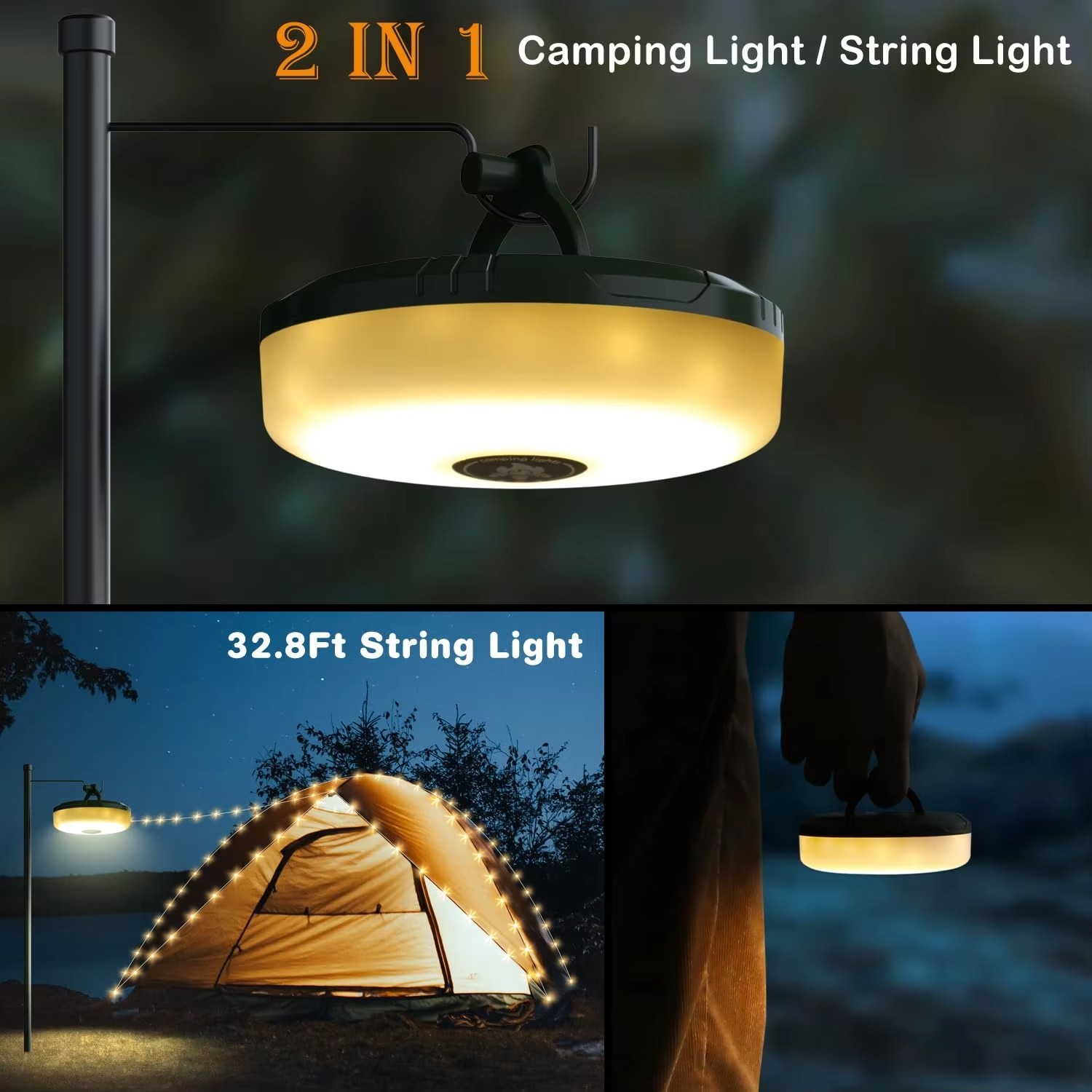 Multi TYPE-C Rechargeable Outdoor Camping Hiking String Lamp LED Lights Torches