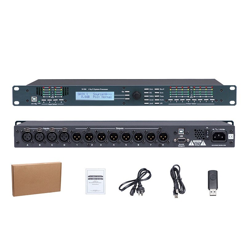 4.8SP 110V/220V 4 Inputs and 8 Outputs Digital Speaker Audio Processor Stage