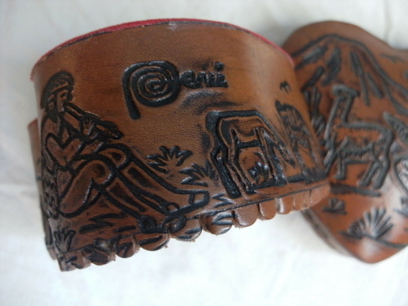 Peruvian Leather Heart shaped Box with Red Lining