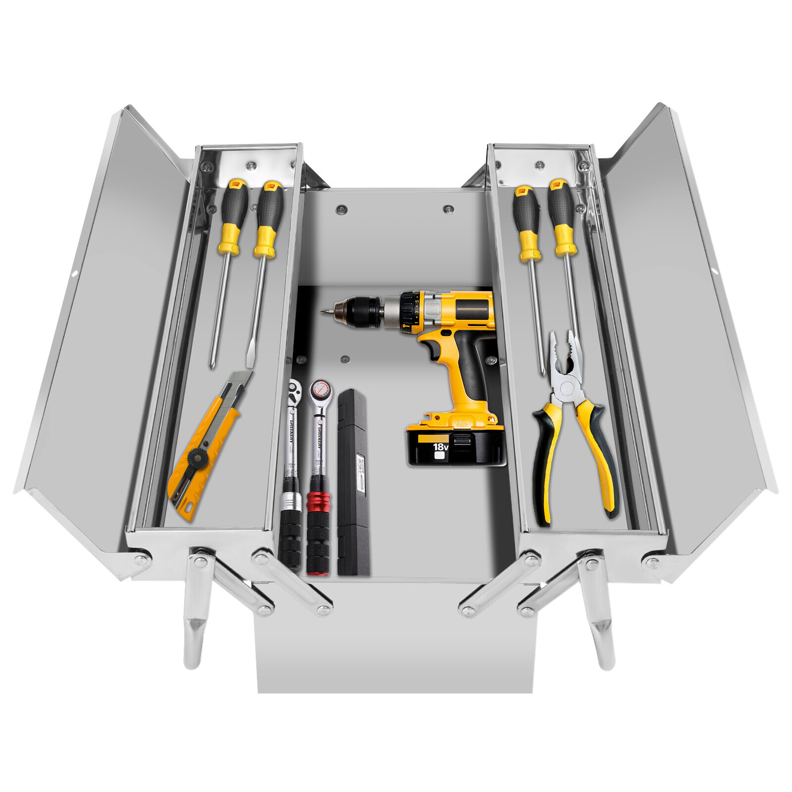 Tool Storage Box, Folding Tool Box, 2-Layer Multi-Function Tool Organizer