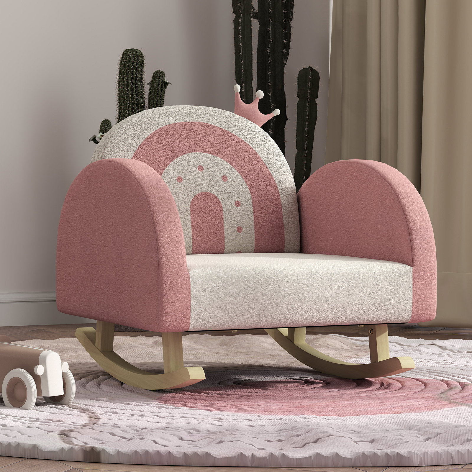Kids Rocking Chair, Crown Decor Toddler Chair for Bedroom Playroom