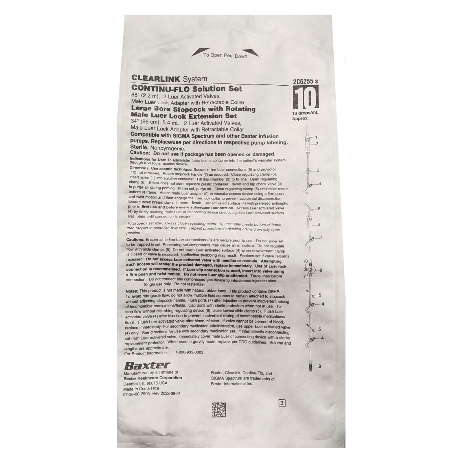 *1-Pack* Baxter Clearlink System 88" Solution Set Sterile 2C6255