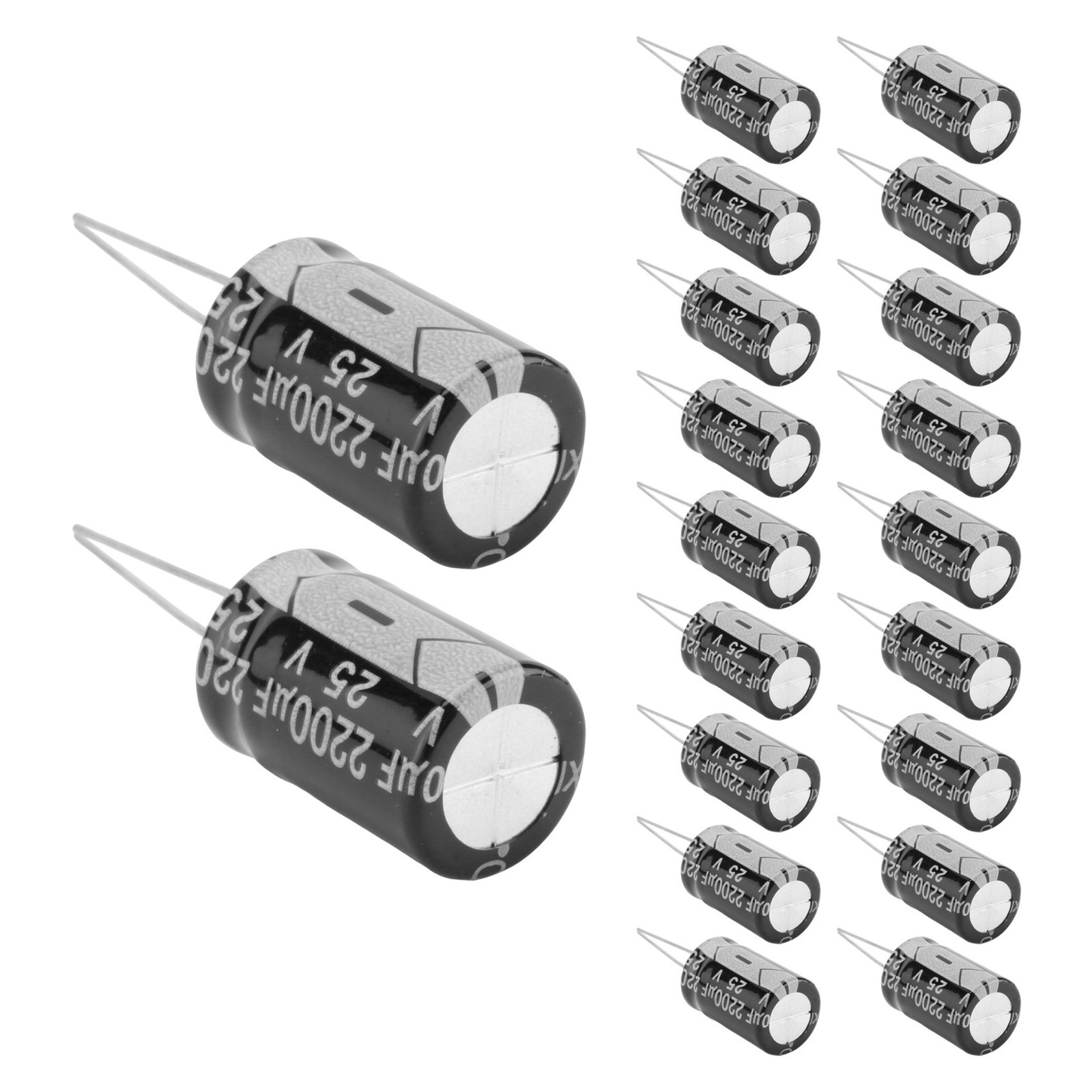 20 Pcs 13x21mm 2200uF 25V Radial Aluminum Electrolytic Capacitors Y9J92494