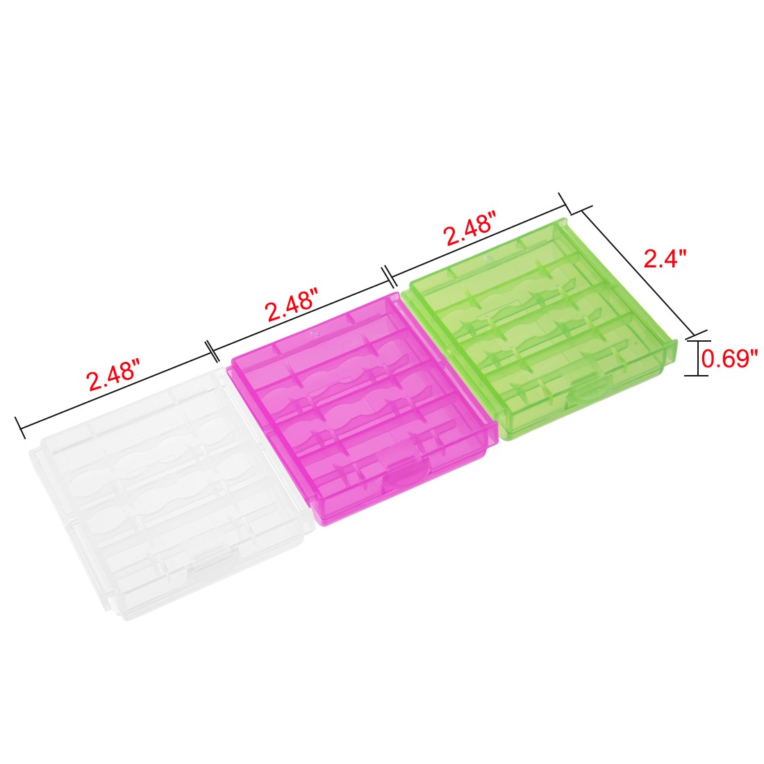 3pcs Portable Battery Storage Case Protective Compartment for AAA/AA Batteries