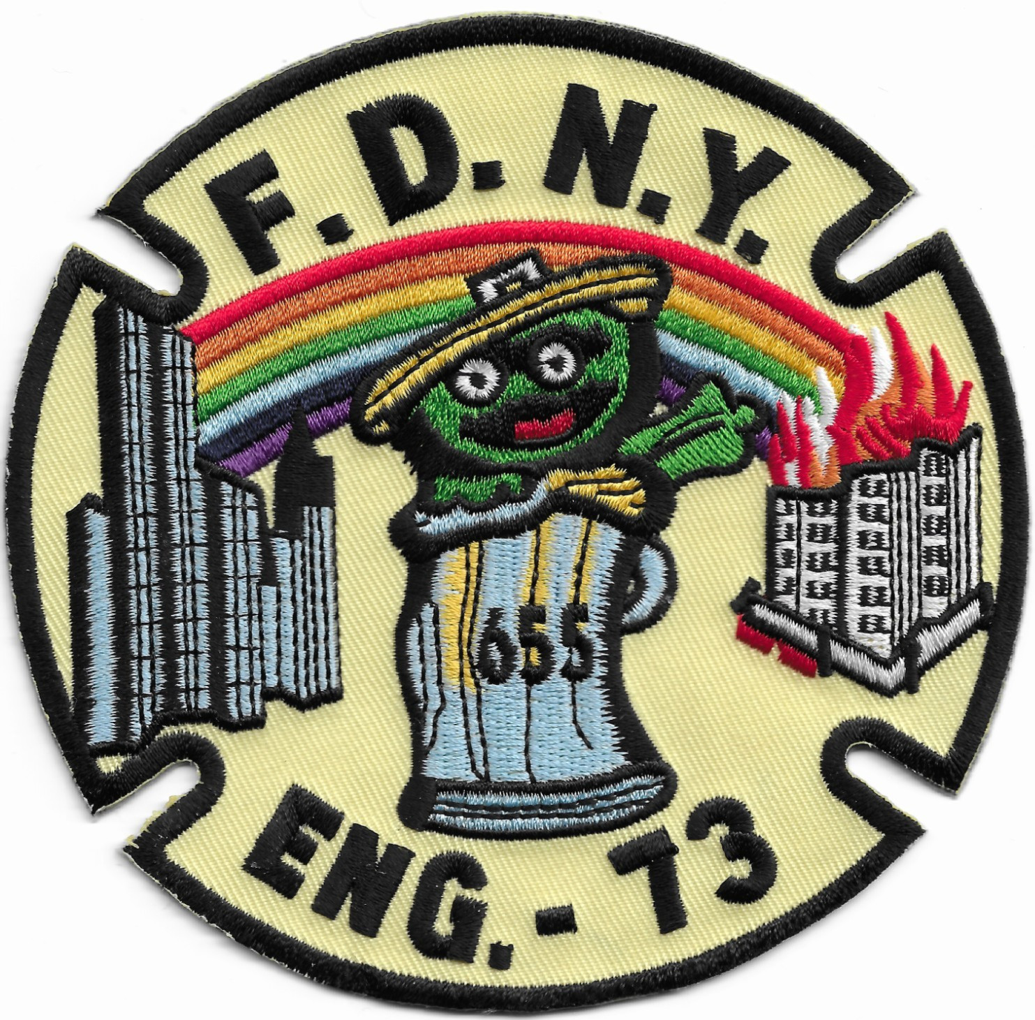New York City - FDNY Engine-73 "Oscar-Grouch light", NY (5" round) fire patch