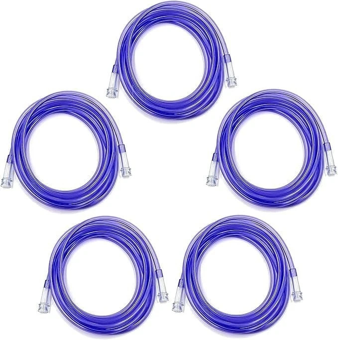 5Pk 14Ft Oxygen Supply Tubing, Crush Resistant, Standard Connectors for Nasal Ca