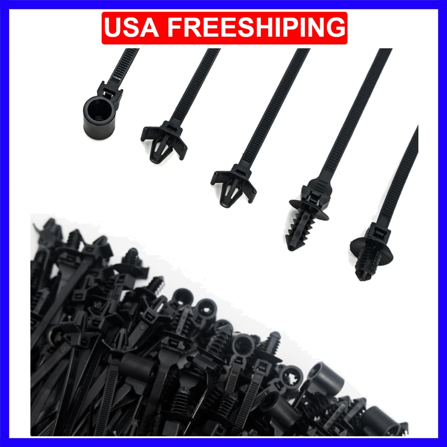 120 PCS Automotive Installation Black Push Mount Cable Zip Ties Assorted Size...