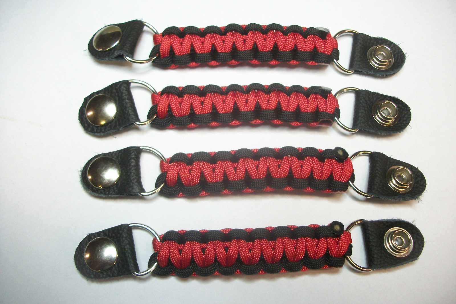 Vest extenders paracord Set of 4  extenders Lite weight BLACK & RED  By Stitch