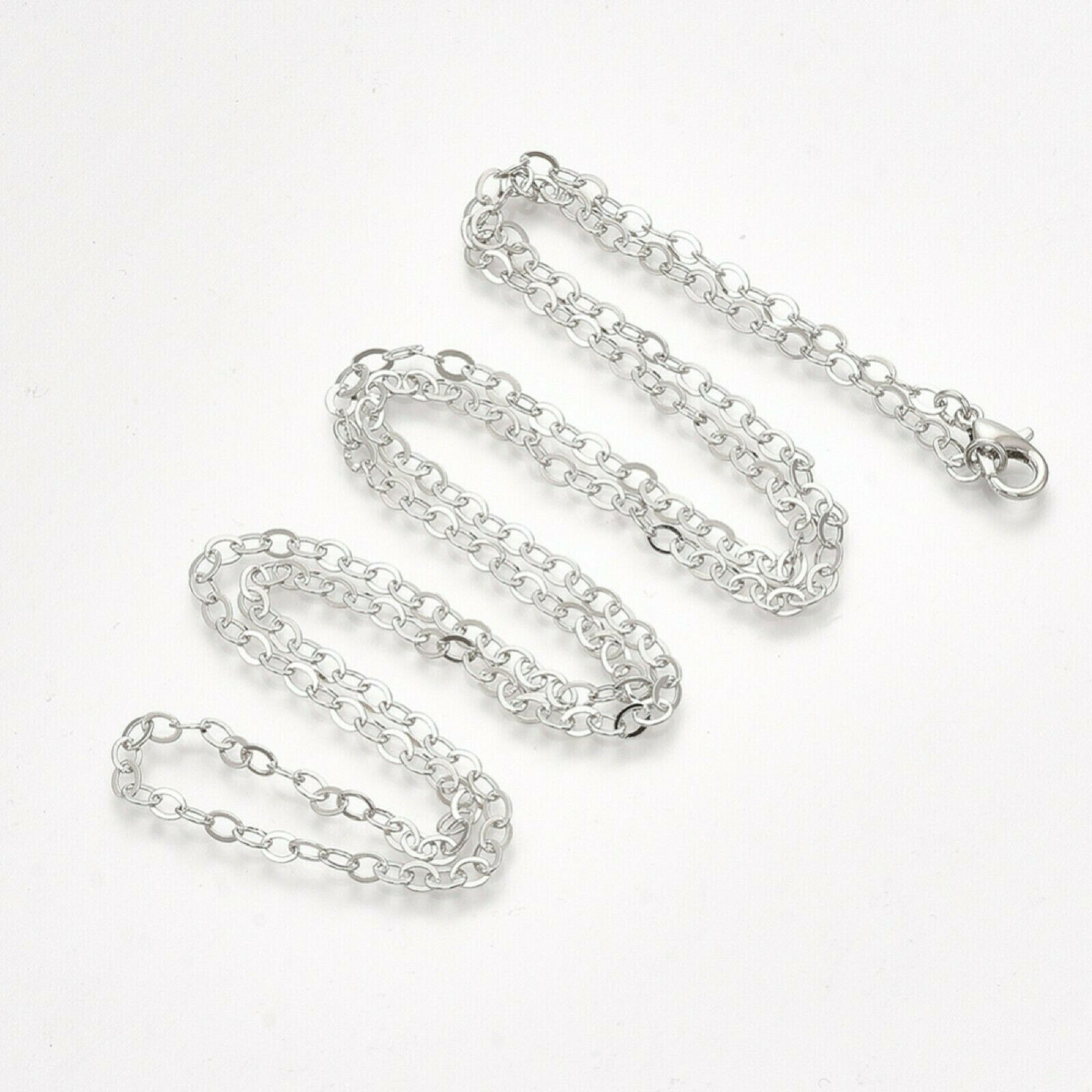 Brass Cable Chain Necklace Making with Lobster Claw Clasps Platinum.32"(81.5cm)