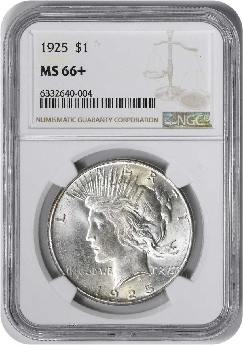 1925 Peace Silver Dollar MS66+ NGC
