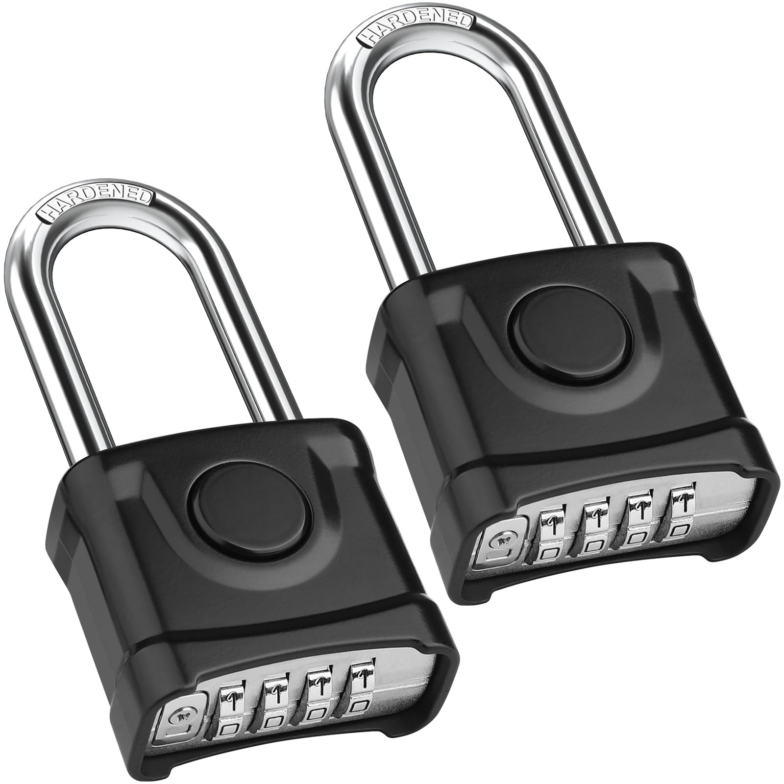 Diyife 2 Pack Long Shackle Heavy Duty 4 Digit Combination Padlock 8mm Shackle