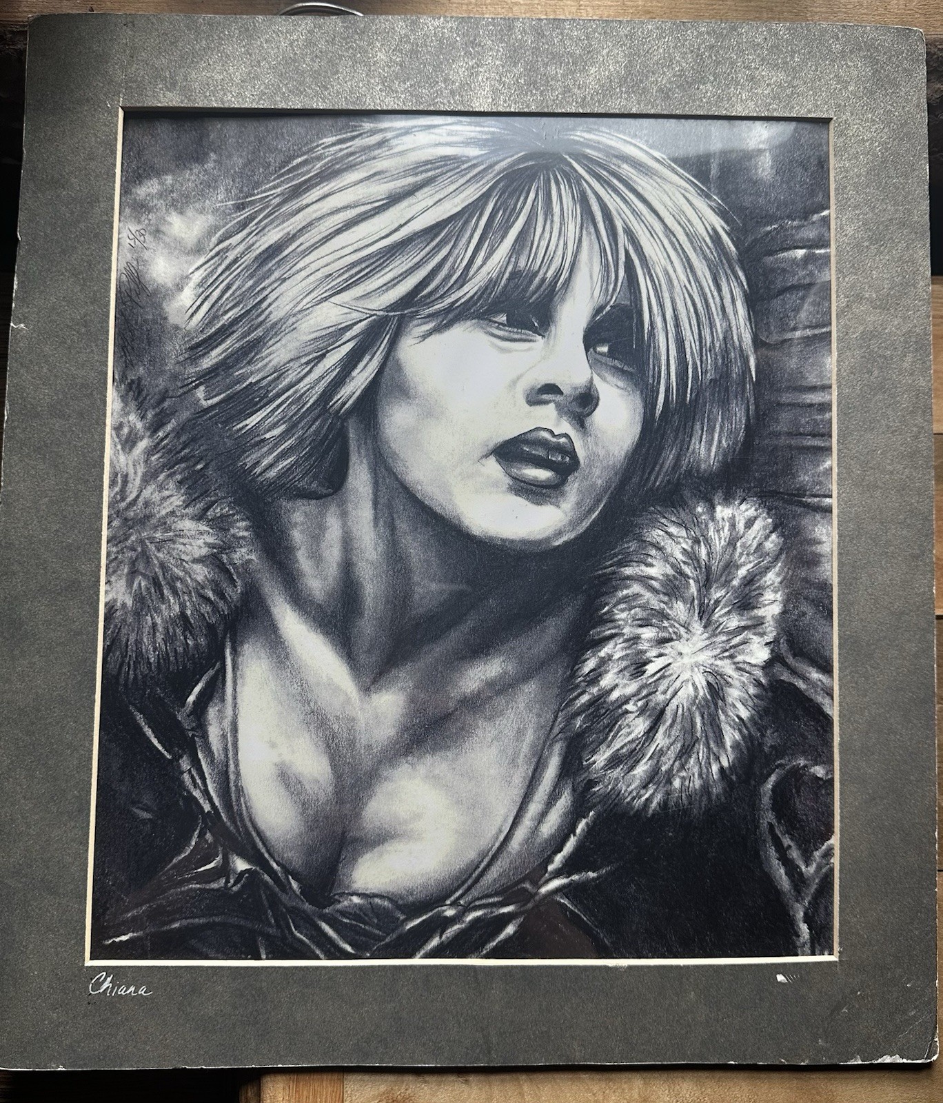 Black & White Charcoal Drawing of CHIANA Of SCI-Fi Farscape - Signed By Artist