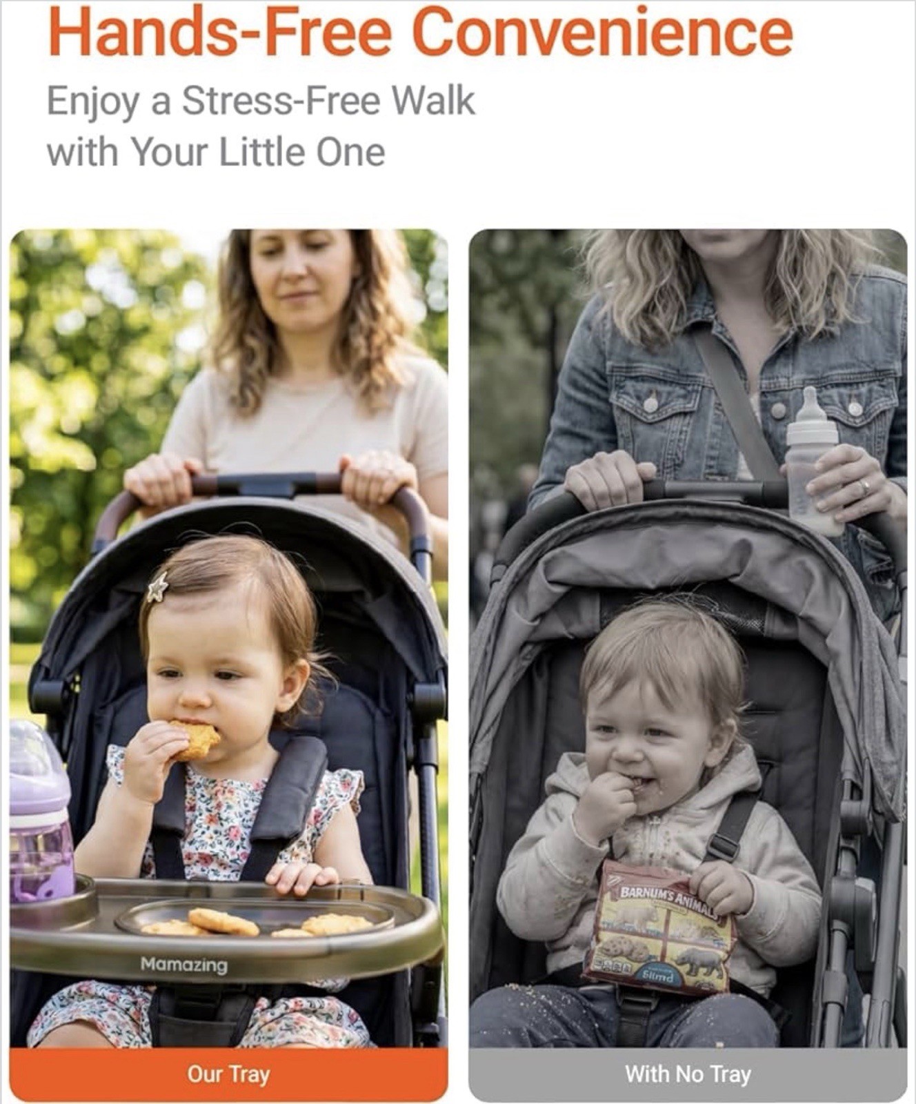 3-in-1 Universal Stroller Accessory Snack Tray with Cup & Phone Holder