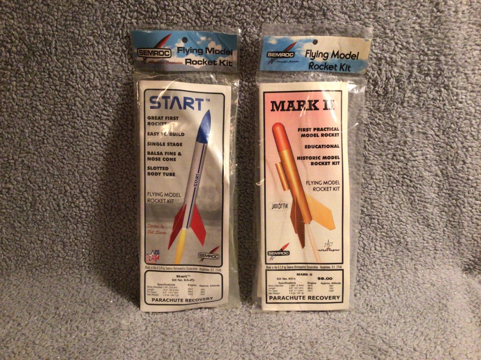 Vintage Semroc Rocket Mark II KV-1 & Start KA-25 Knightdale lot of 2 Mint / New