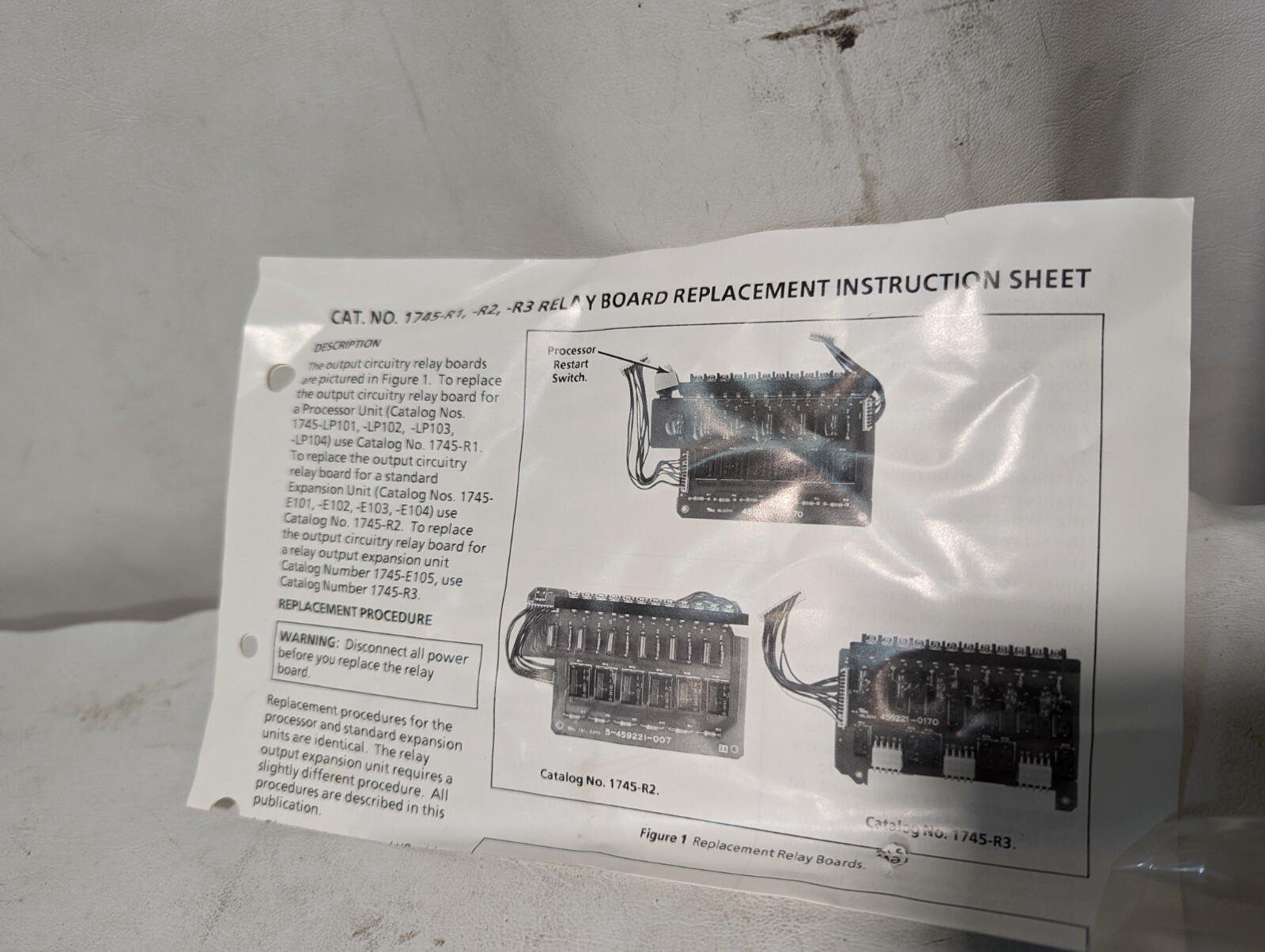 Allen-Bradley 1745-R1 replacement relay board - processor unit, SLC100 programma