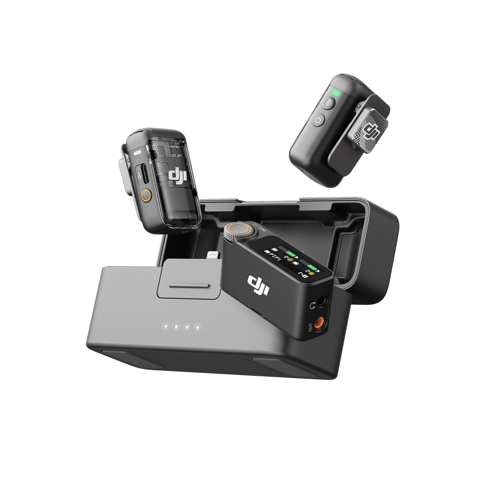 DJI Mic 2 (2 TX + 1 RX + Charging Case), All-in-one SD320, Shadow Black