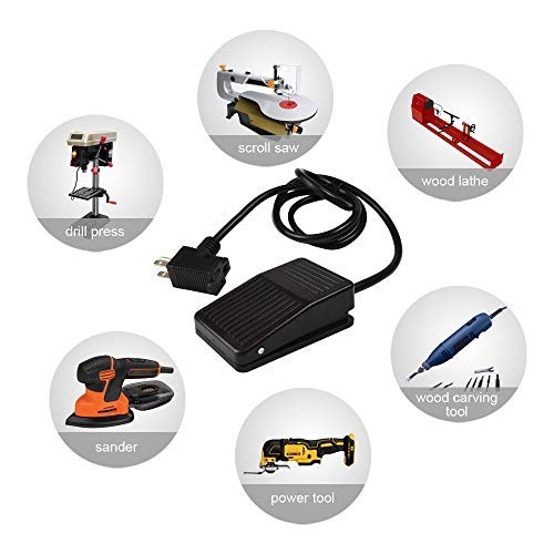 Foot Switch Pedal Controller for Woodworking Machines, 5-ft Cable, Deadman Style
