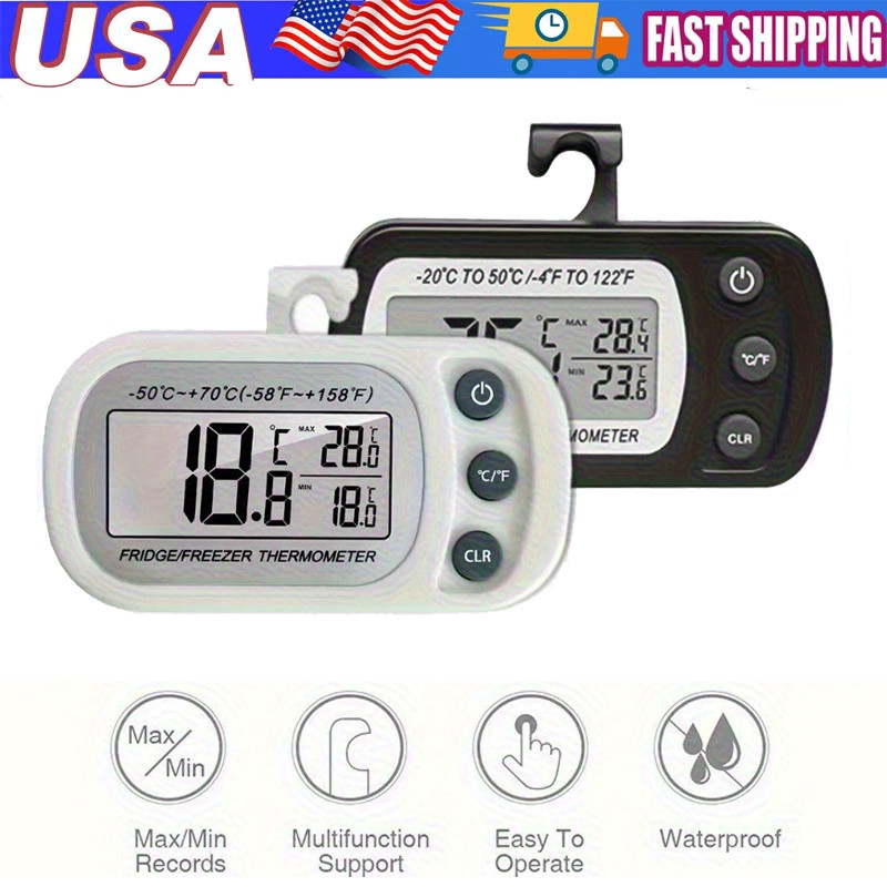 2Pcs Digital Waterproof Refrigerator Thermometer Fridge Freeze Room Thermometer