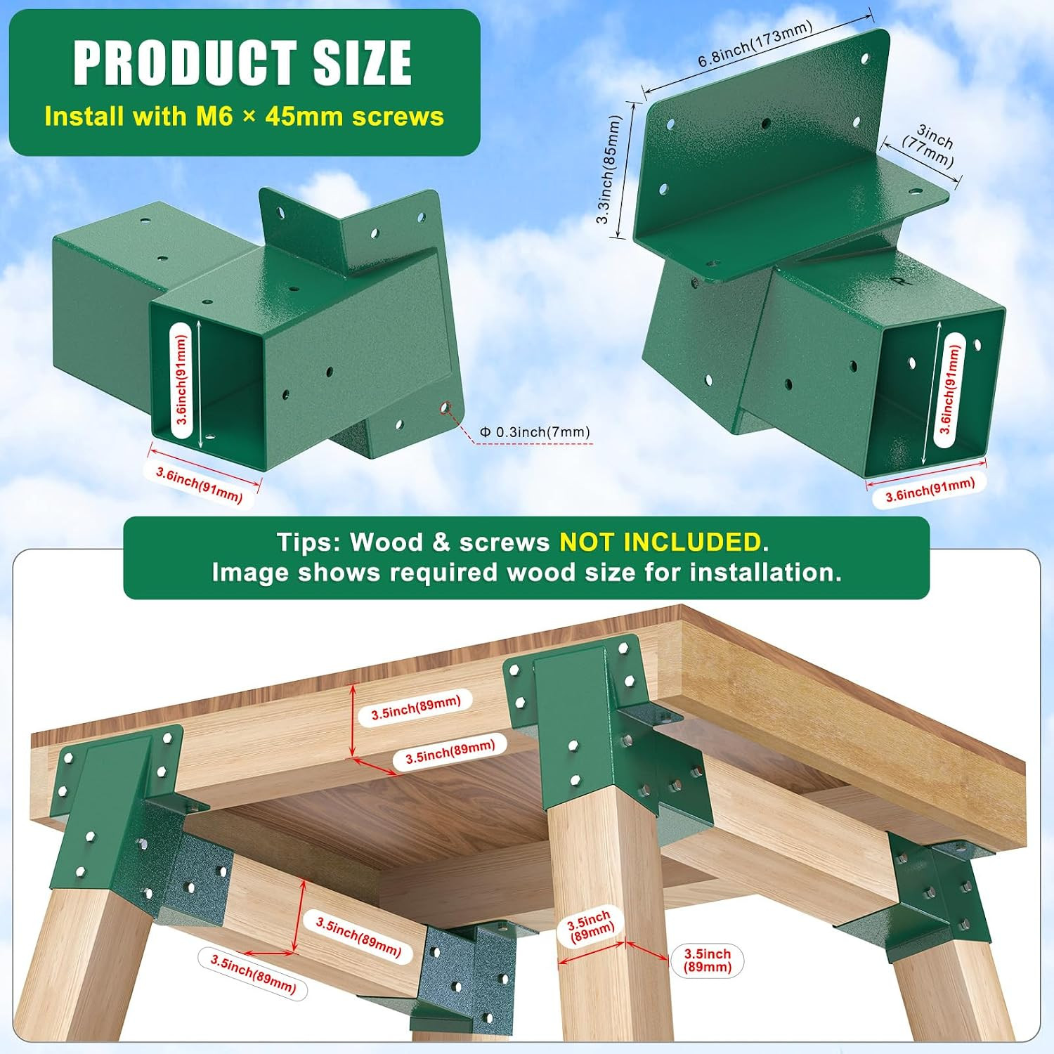 4Pack Black/Green Deer Blind Brackets 4X4 Heavy Duty Deer Stand Bracket Compound