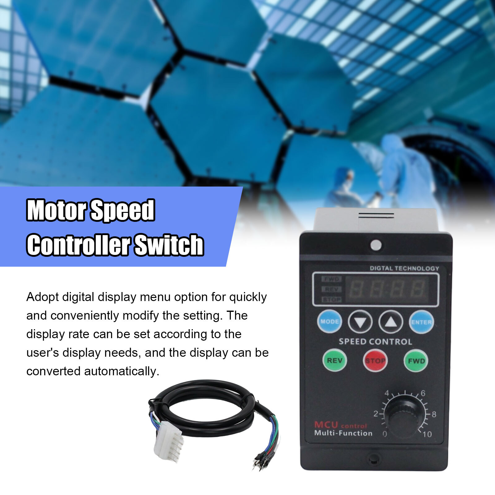 AC 110V 120W 3A Digital Motor Speed Control MCU Controller Target Value Settable